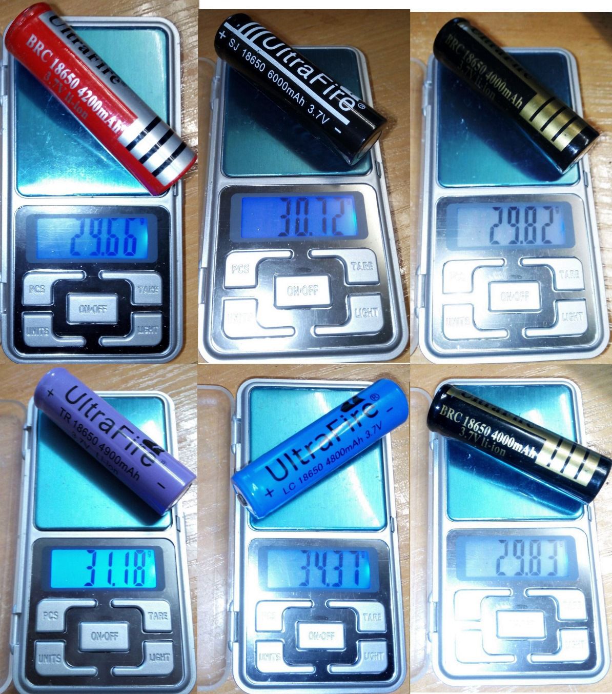 Pesos Fake baterias 18650